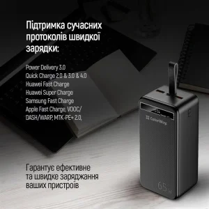 Зовнішній акумулятор ColorWay Powerful 40000mAh Black (CW-PB400LPA4BK-PDD) UA
