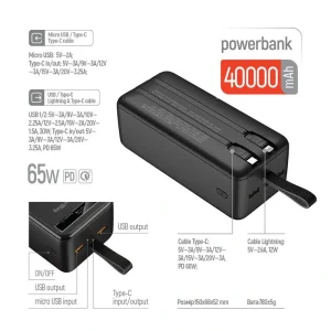 Зовнішній акумулятор ColorWay Powerful 40000mAh Black (CW-PB400LPA4BK-PDD) UA