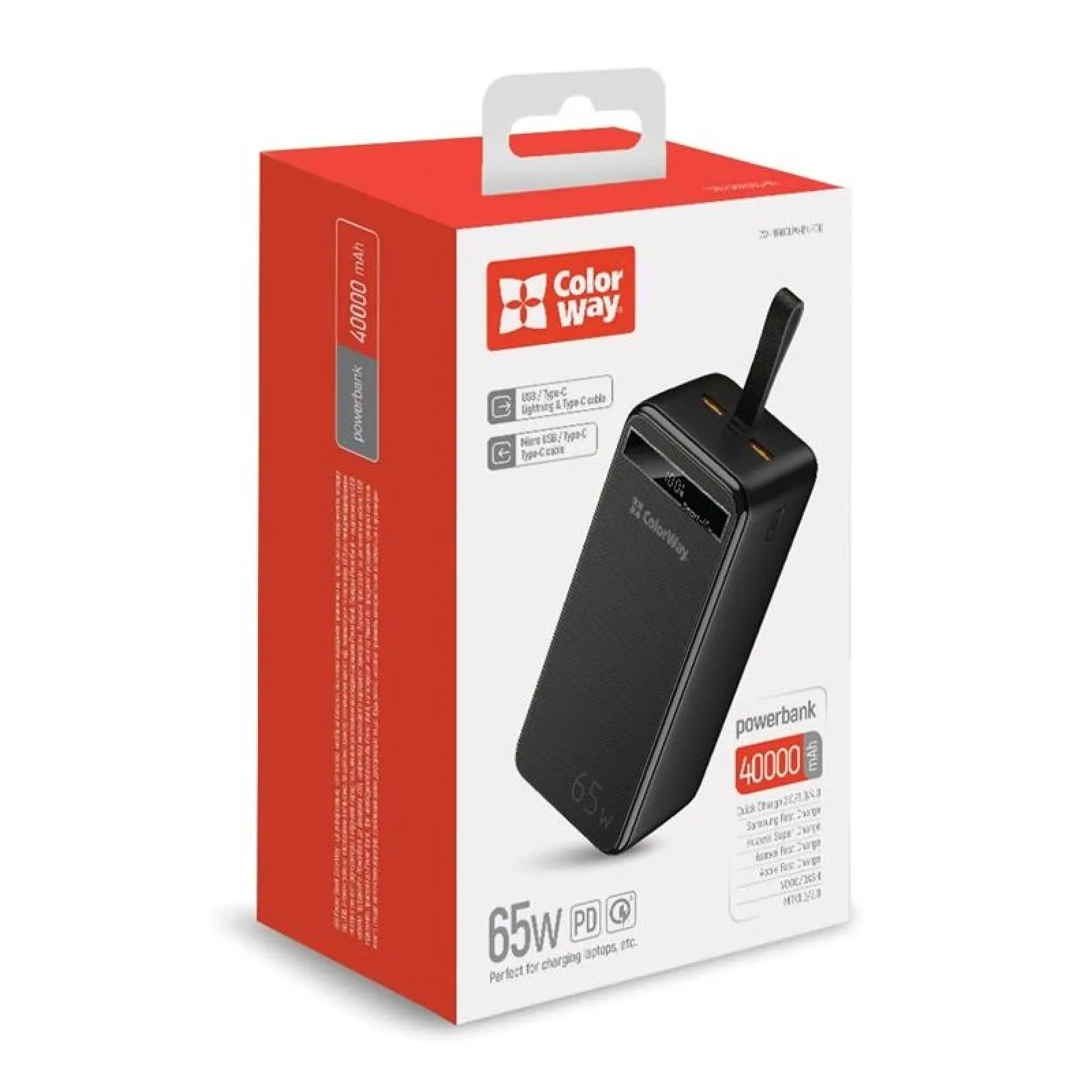 Зовнішній акумулятор ColorWay Powerful 40000mAh Black (CW-PB400LPA4BK-PDD) UA
