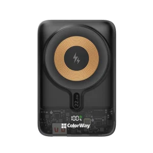 Зовнішній акумулятор ColorWay 15W MagSafe 10000mAh Black (CW-PB100LPA3BK-WPDD) UA