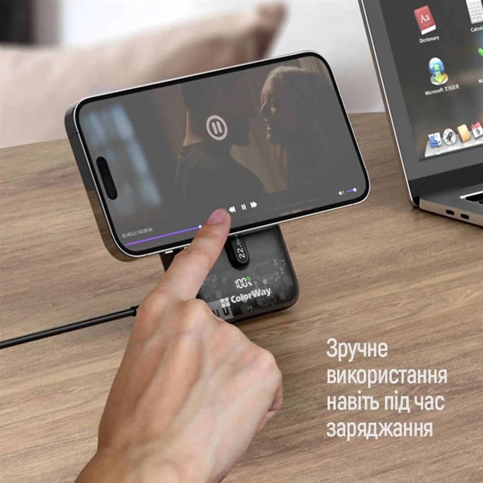 Зовнішній акумулятор ColorWay 15W MagSafe 10000mAh Black (CW-PB100LPA3BK-WPDD) UA