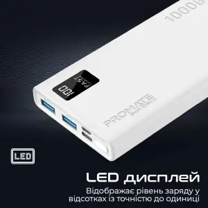 Внешний аккумулятор Promate Bolt-10Pro White 10000mAh, bolt-10pro.white UA