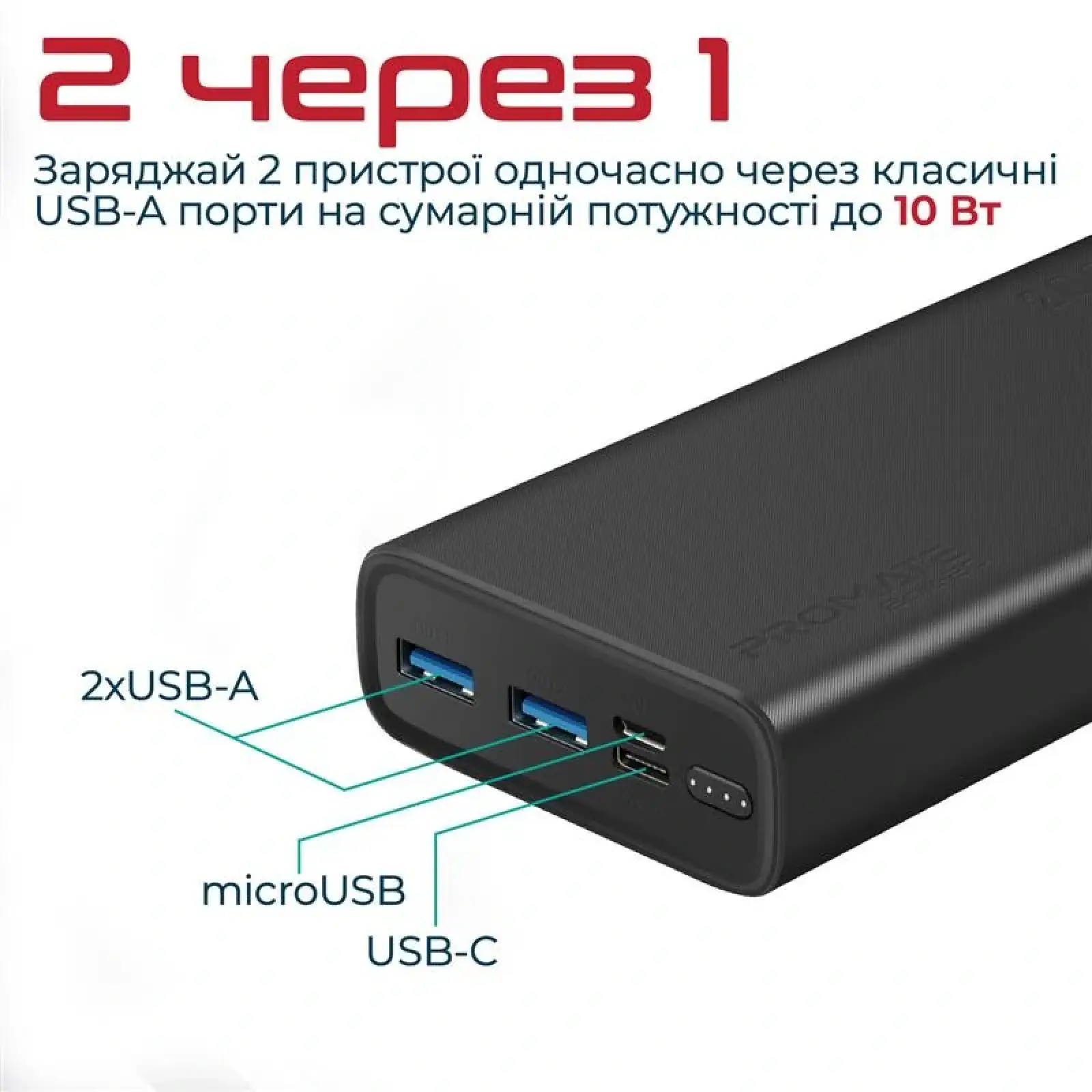 Зовнішній акумулятор Promate Bolt-20 Black 20000mAh, bolt-20.black UA