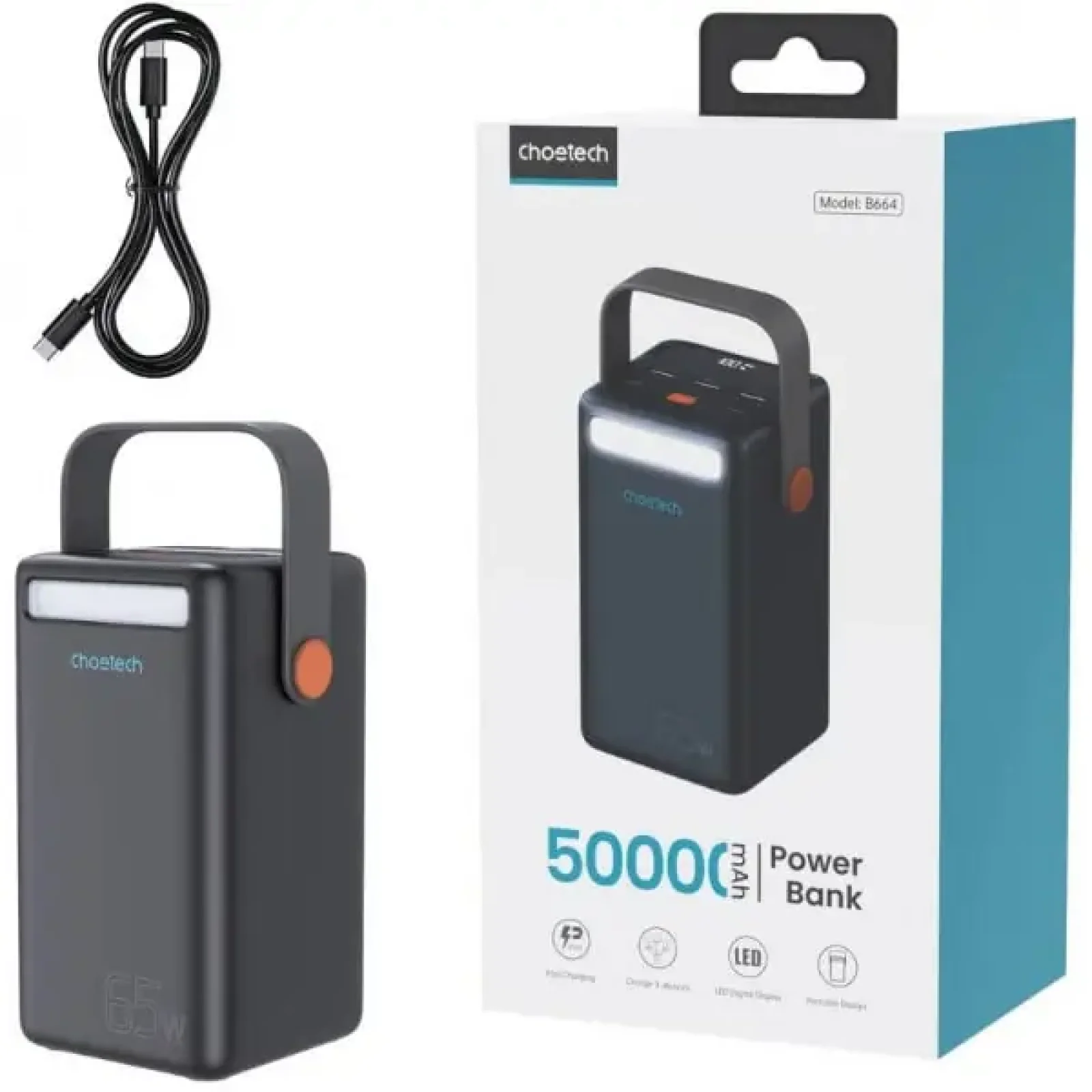 Зовнішній акумулятор Choetech B664 50000mAh Black (B664-CCBE) UA