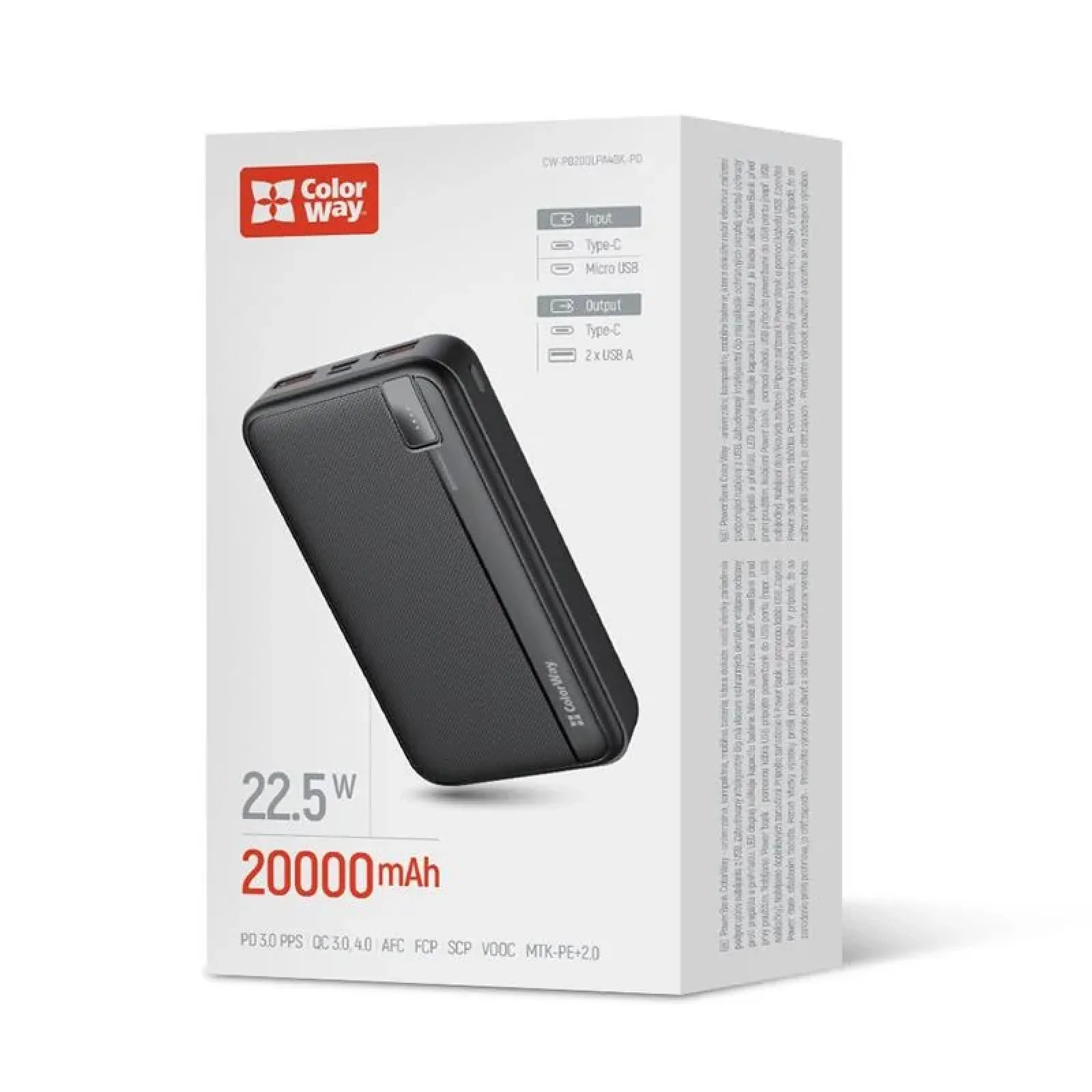 Зовнішній акумулятор ColorWay High-power 20000mAh Black (CW-PB200LPA4BK-PD) UA