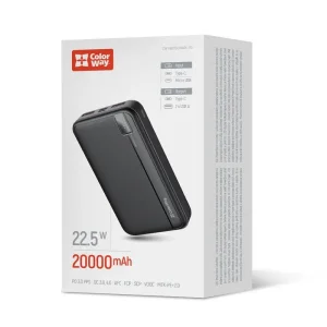 Зовнішній акумулятор ColorWay High-power 20000mAh Black (CW-PB200LPA4BK-PD) UA