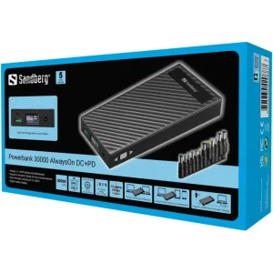 Зовнішній акумулятор Sandberg AlwaysOn Powerbank 30000mAh DC+PD 120W Black (420-88) UA