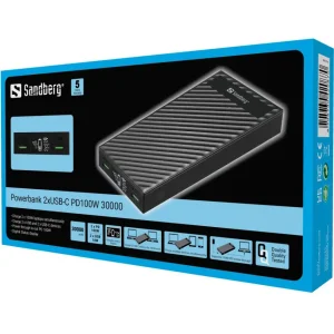 Зовнішній акумулятор Sandberg Powerbank 30000mAh PD 100W Black (420-87) UA