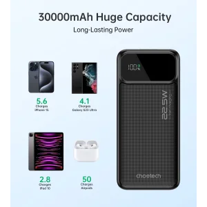 Зовнішній акумулятор Choetech B730 30000mAh Black (B730-BK) UA