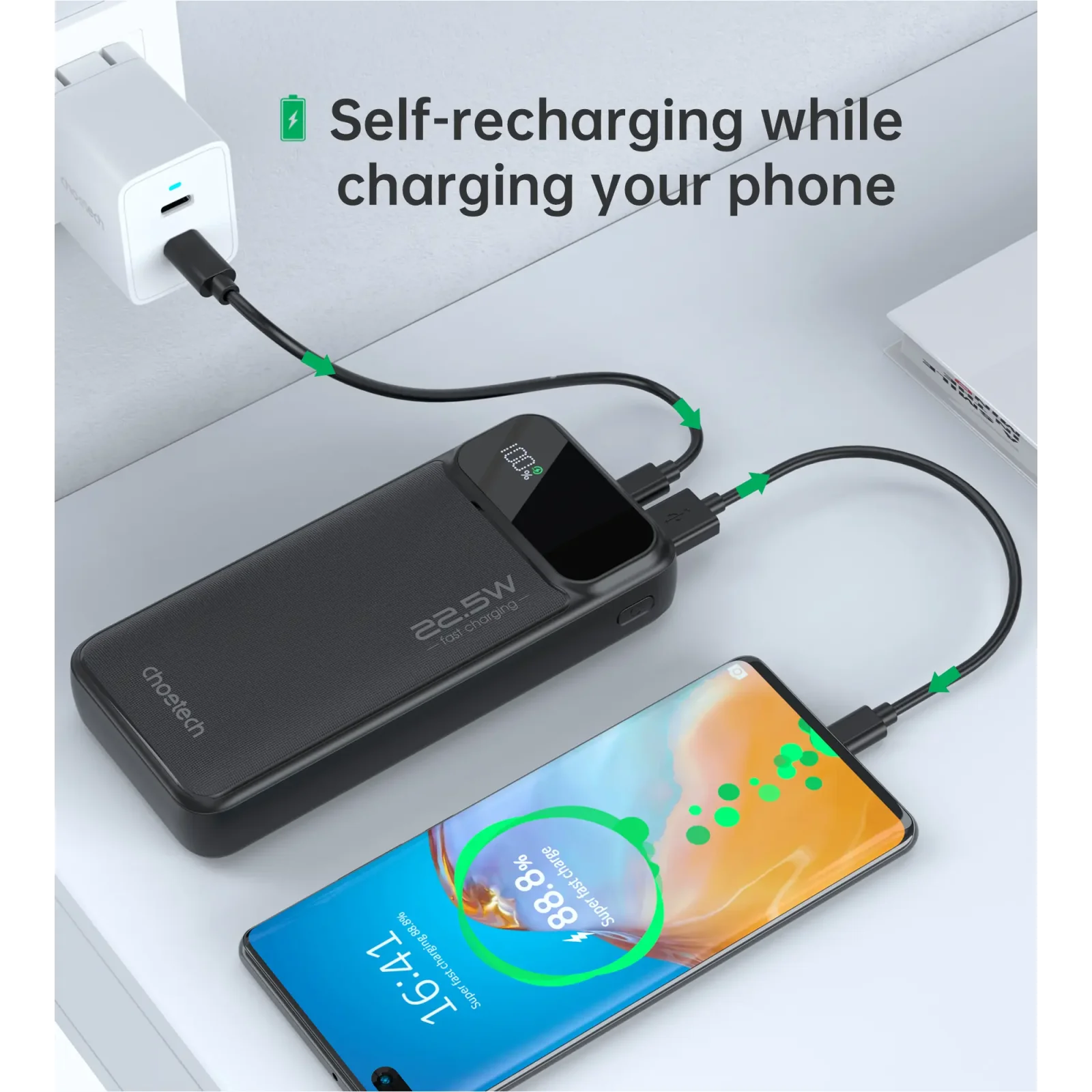 Зовнішній акумулятор Choetech B729 20000mAh Black (B729-BK) UA