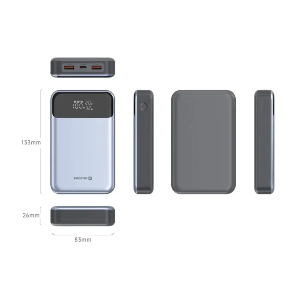 Зовнішній акумулятор Swissten 20000mAh 100W Black/Silver (8595217483781) UA