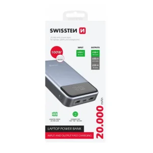 Зовнішній акумулятор Swissten 20000mAh 100W Black/Silver (8595217483781) UA