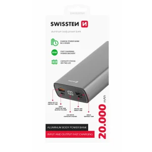 Внешний аккумулятор Swissten 20000mAh 20W Grey (8595217479852) UA