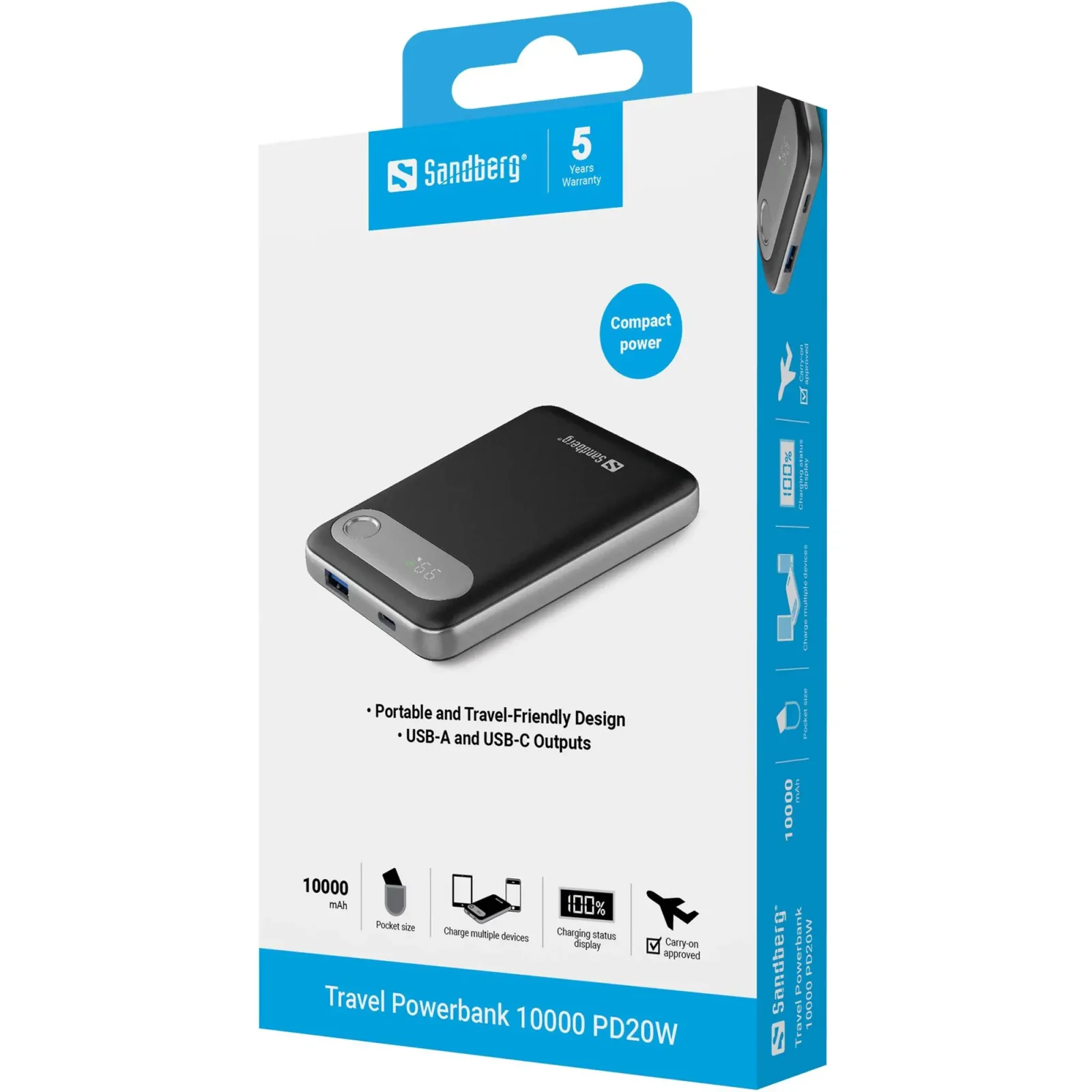 Внешний аккумулятор Sandberg Travel Powerbank 10000 mAh (421-16) UA