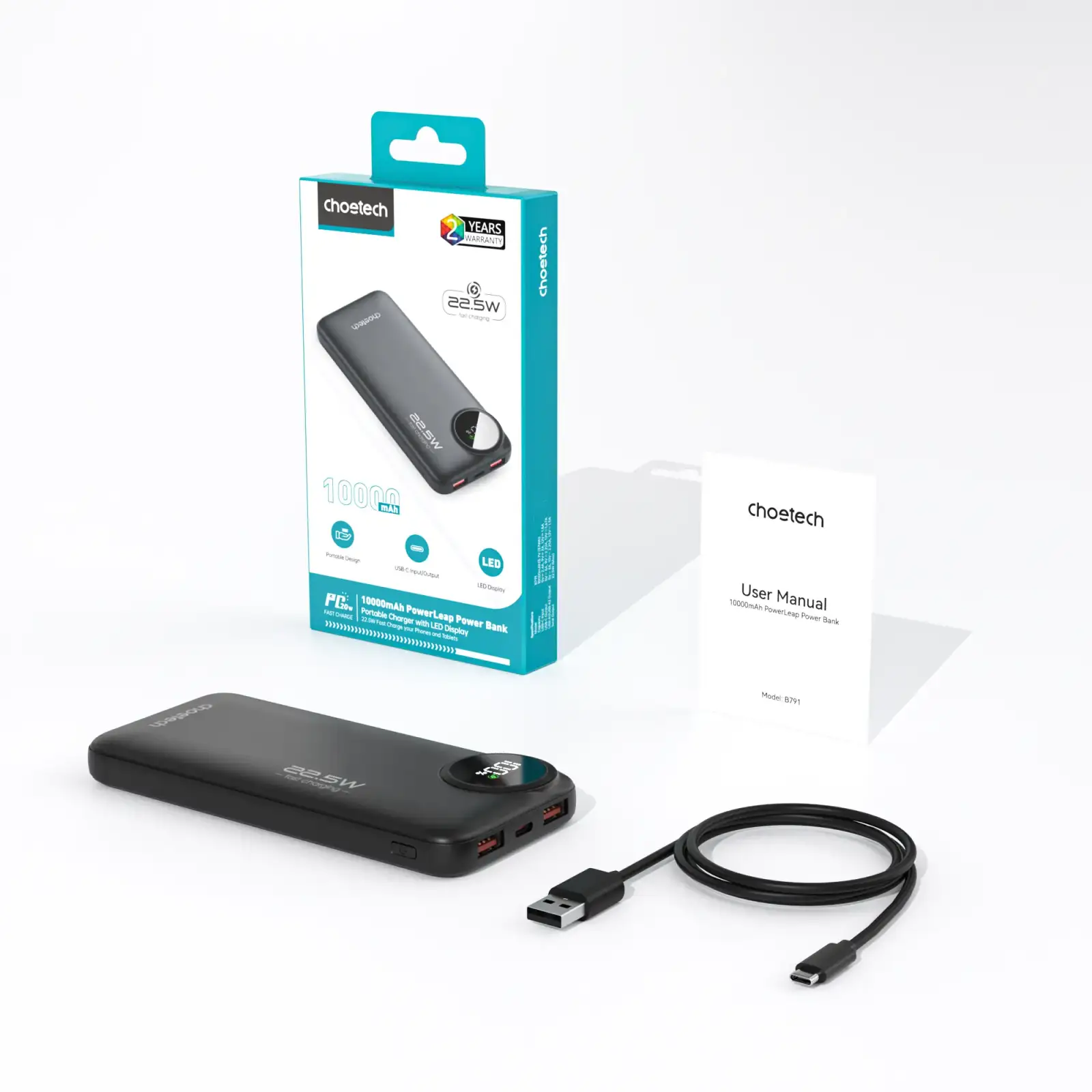 Зовнішній акумулятор Choetech B791 10000mAh 22.5W Black UA