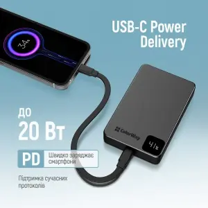 Внешний аккумулятор ColorWay 15W MagSafe 10000mAh Black (CW-PB100LPA1BK-WPDD) UA