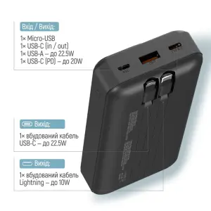 Зовнішній акумулятор ColorWay Optimal Power 20000mAh Black (CW-PB200LPB5BK-PDD) UA