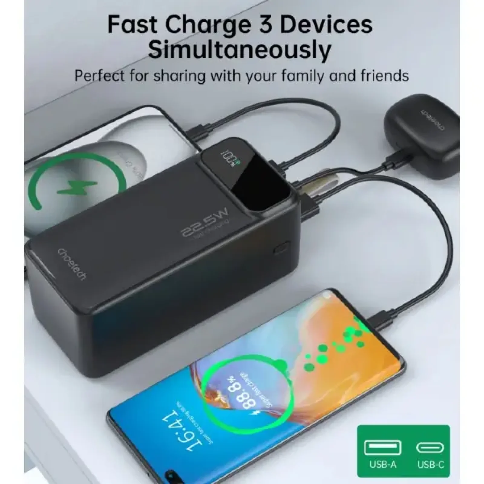 Зовнішній акумулятор Choetech 50000mAh Black (B732-ACBK) UA