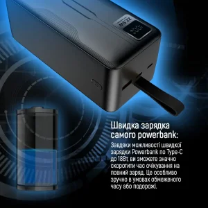 Зовнішній акумулятор ColorWay Digital Display 50000mAh Black (CW-PB500LPC5BK-PDD) UA