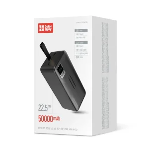 Зовнішній акумулятор ColorWay Digital Display 50000mAh Black (CW-PB500LPC5BK-PDD) UA