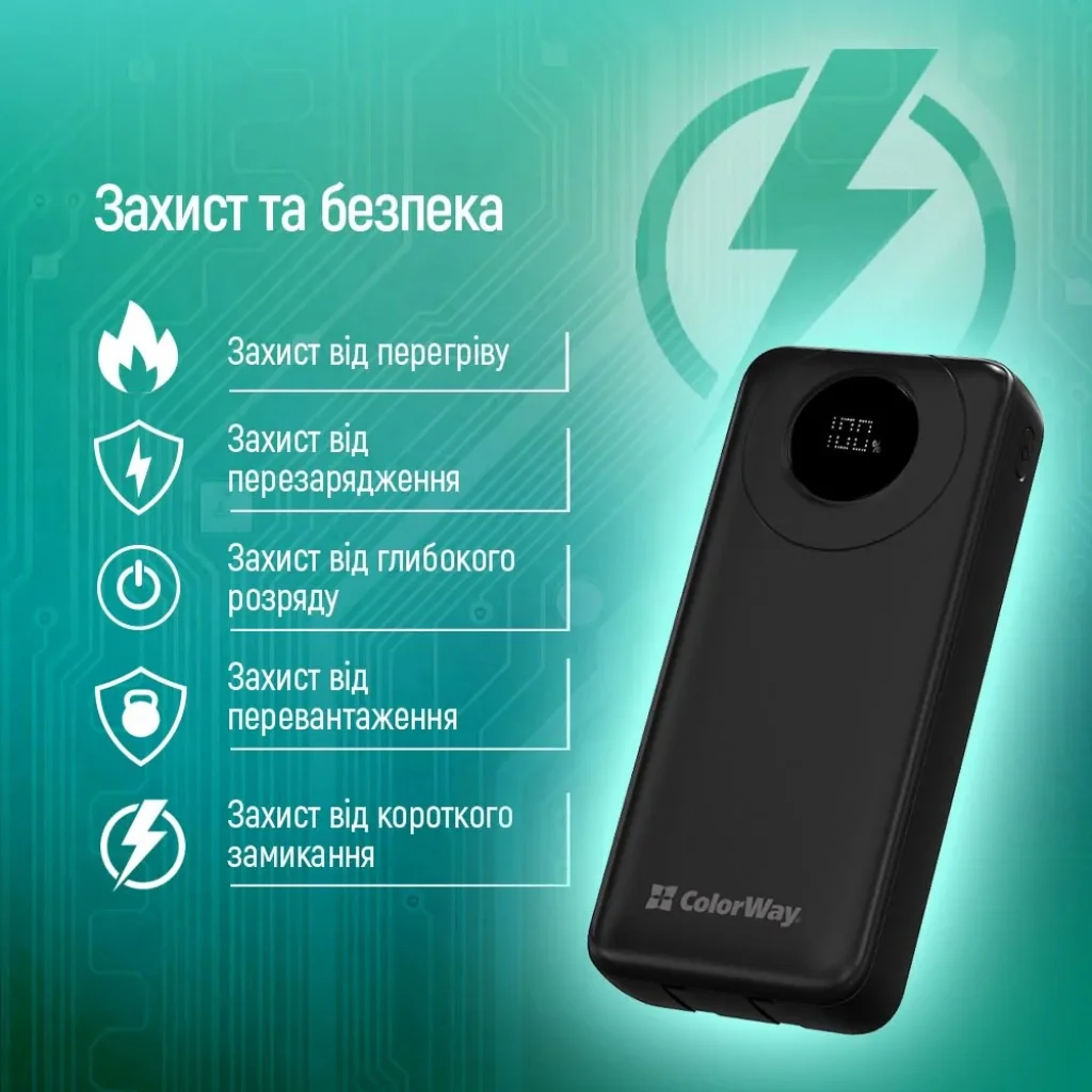 Зовнішній акумулятор ColorWay EnergyPlus 20000mAh Black (CW-PB200LPB4BK-PDD) UA