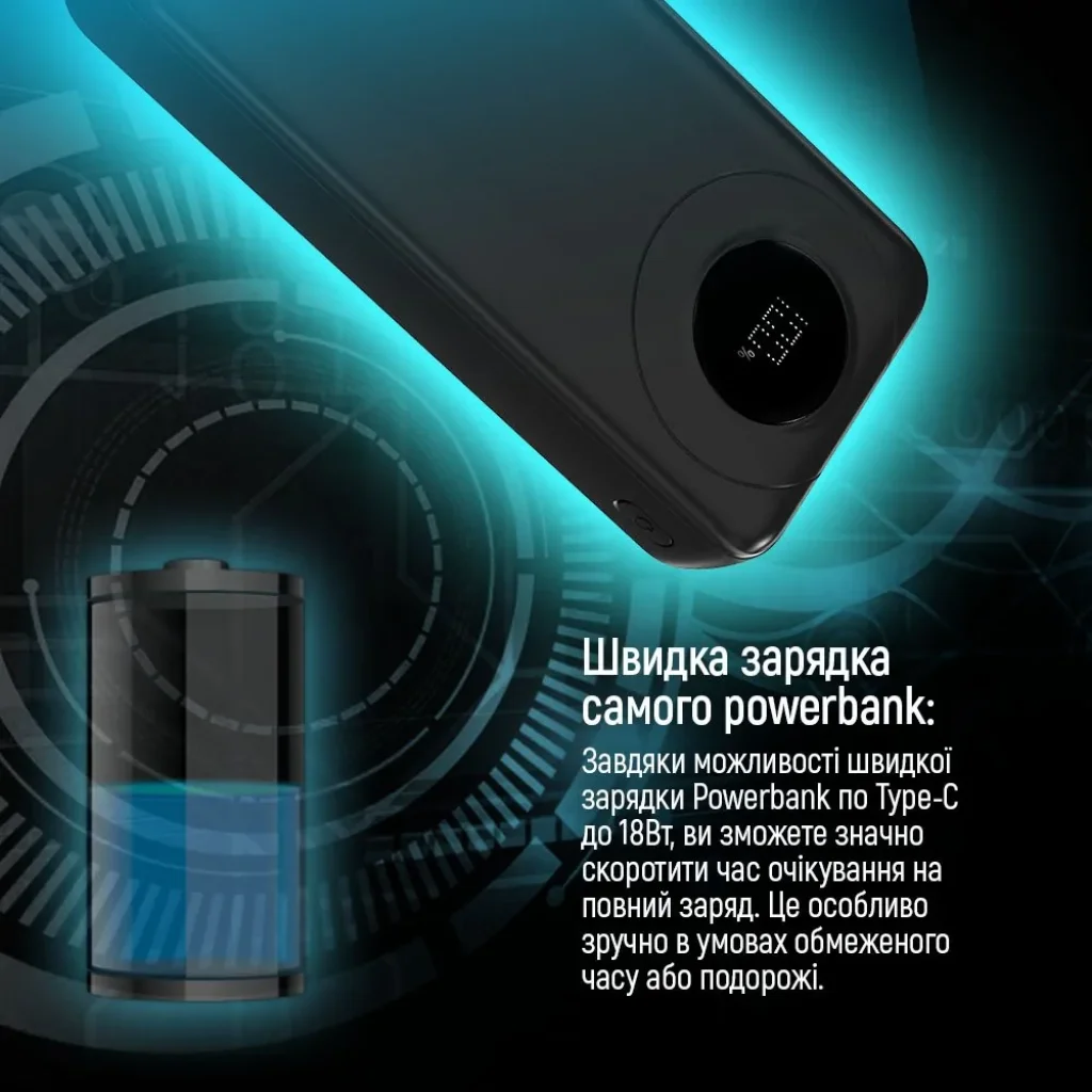 Зовнішній акумулятор ColorWay EnergyPlus 20000mAh Black (CW-PB200LPB4BK-PDD) UA
