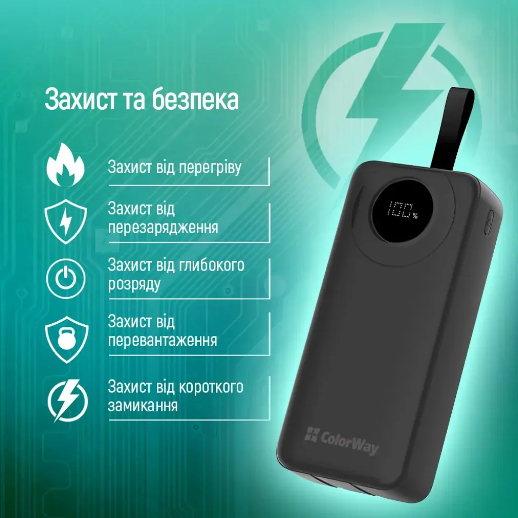 Зовнішній акумулятор ColorWay EnergyPlus 30000mAh Black (CW-PB300LPB4BK-PDD) UA