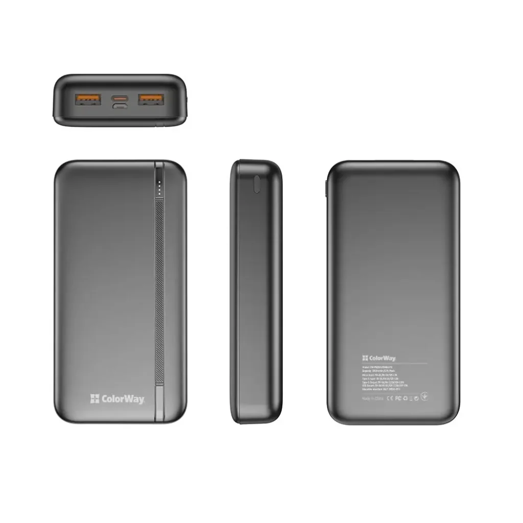 Зовнішній акумулятор ColorWay Portable Charger 20000mAh Black (CW-PB200LPB4BK-PD) UA