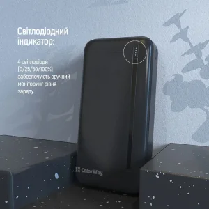 Зовнішній акумулятор ColorWay Portable Charger 20000mAh Black (CW-PB200LPB4BK-PD) UA