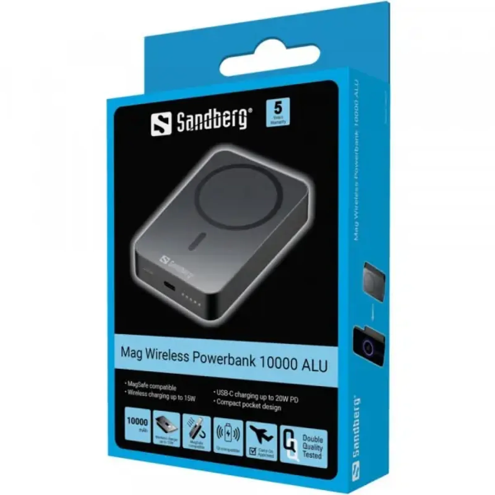 Внешний аккумулятор Sandberg Mag Wireless 10000mAh 20W Black (420-97) UA