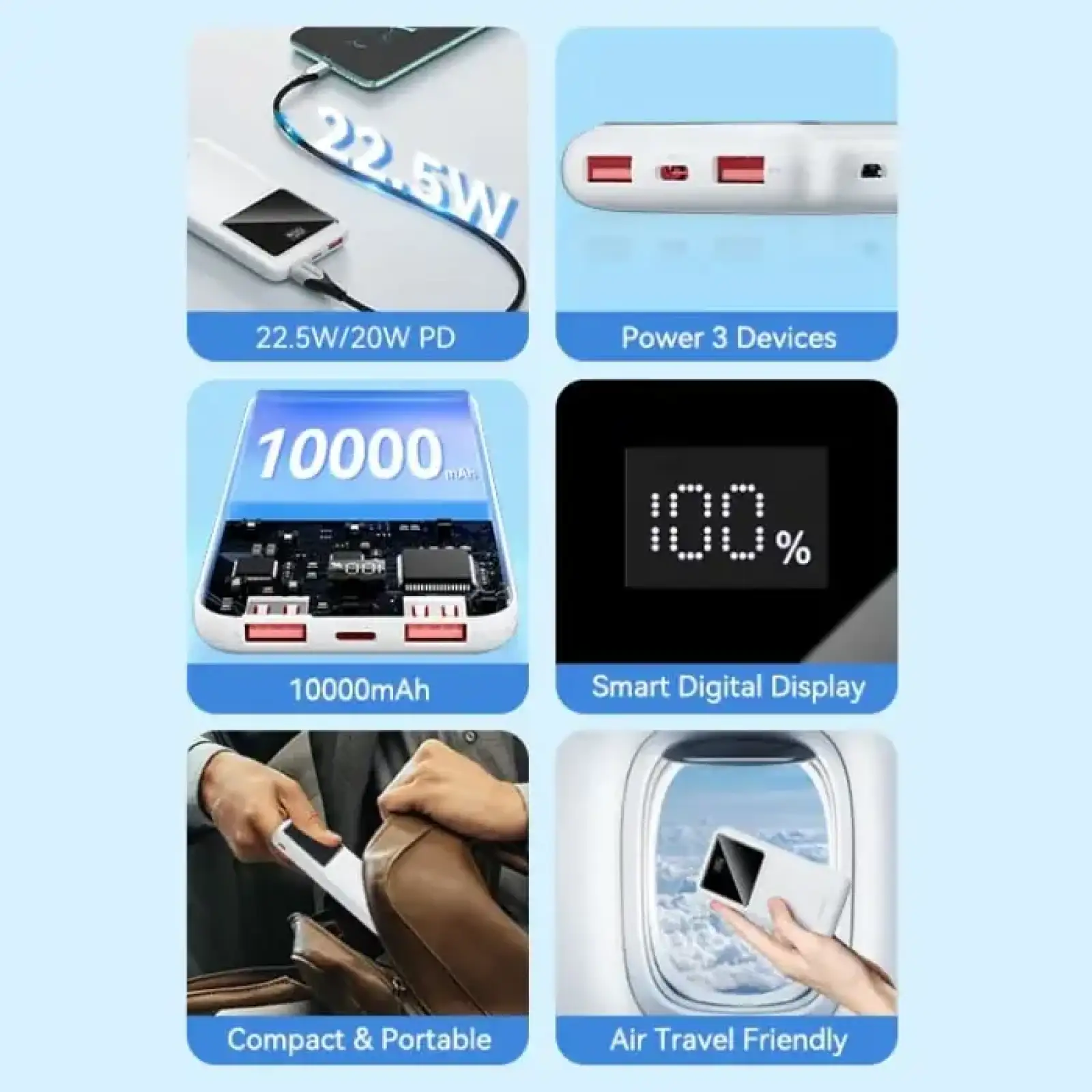 Зовнішній акумулятор Vention 10000mAh PD QC 3.0 White (FHKW0) UA