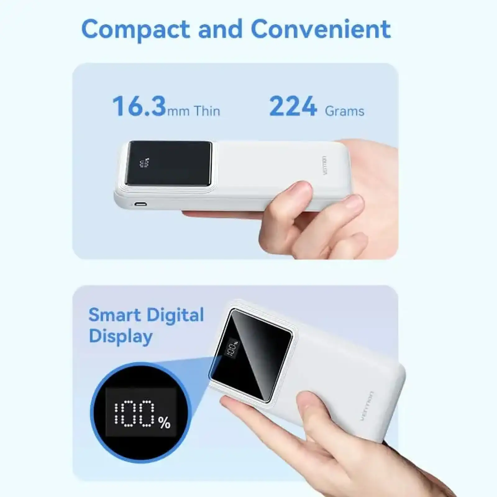 Зовнішній акумулятор Vention 10000mAh PD QC 3.0 White (FHKW0) UA