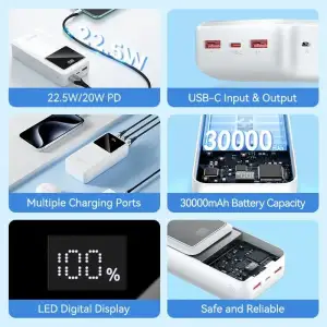 Зовнішній акумулятор Vention 30000mAh PD QC 3.0 Black (FHMB0) UA