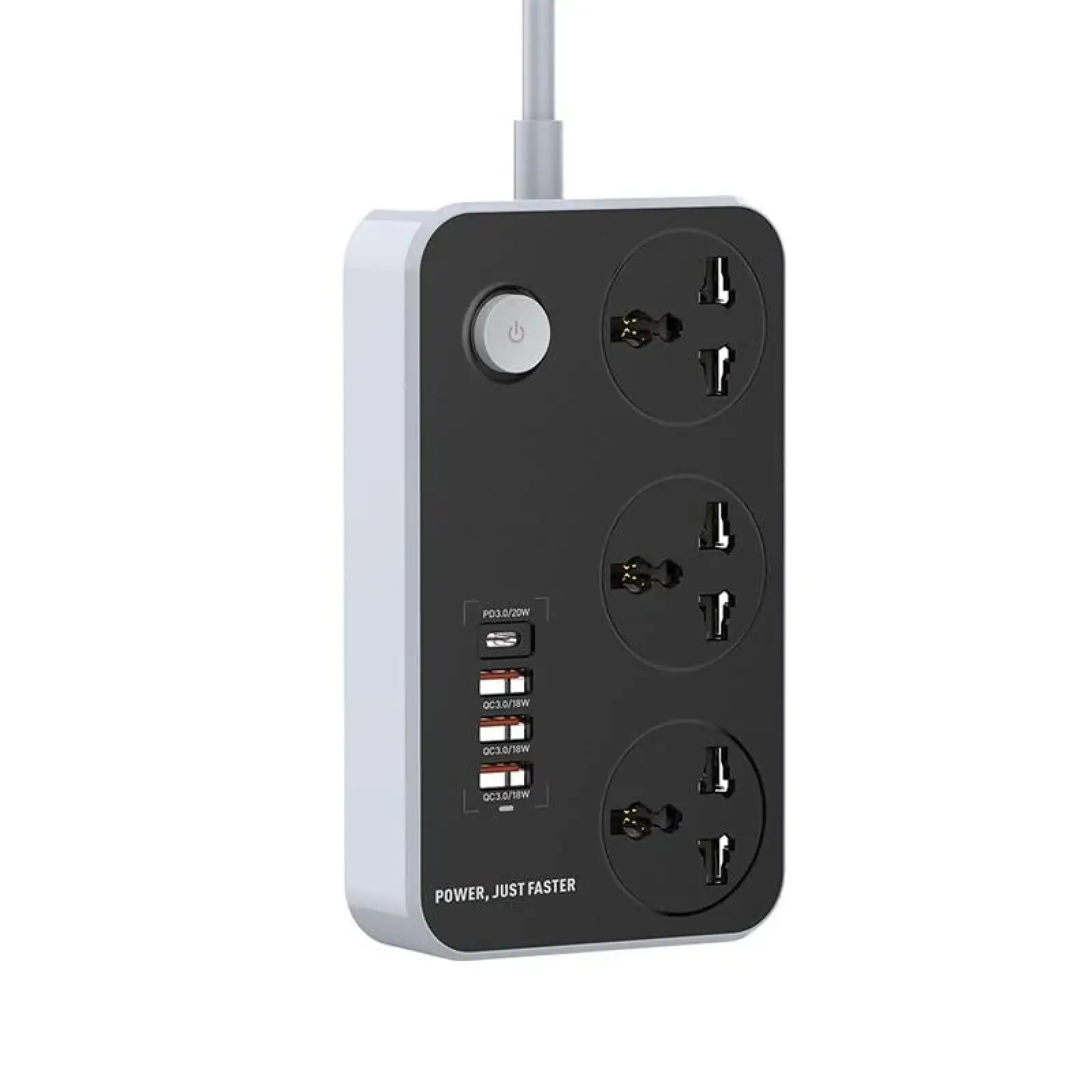Фільтр живлення ColorWay CW-CHU34PDB 3 розетки, 4 USB (Type-C PD20W + 3USB QC3.0), 2 м, чорний