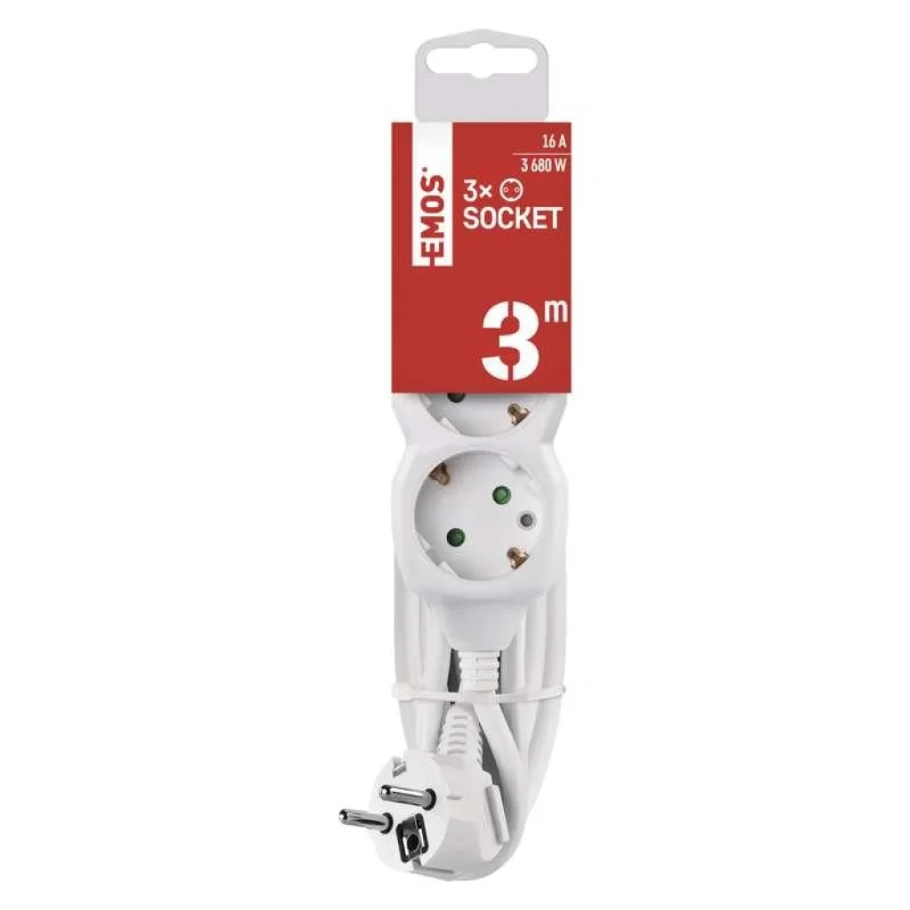 Фильтр питания Emos (P0323R) 3 розетки, 1.5мм2, 3м, White UA