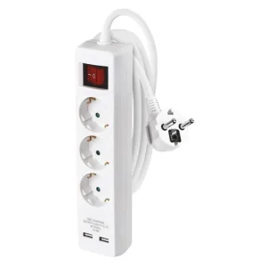 Фильтр питания Emos (P1322RU) с выключателем, 2xUSB, 3 розетки, 2м, White UA