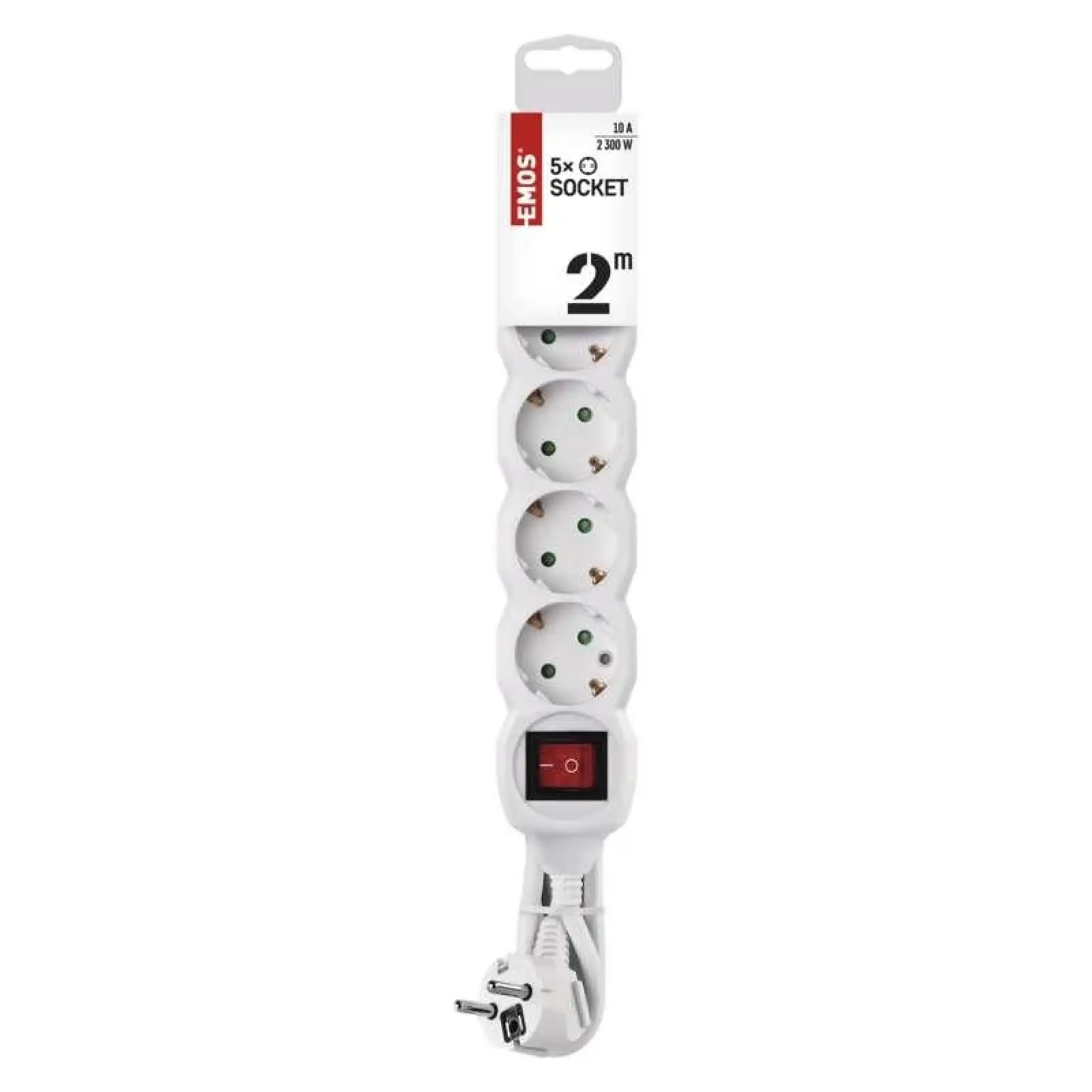 Фільтр живлення Emos (P1522) із вимикачем, 5 розеток, 2м, White UA