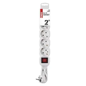 Фільтр живлення Emos (P1522) із вимикачем, 5 розеток, 2м, White UA