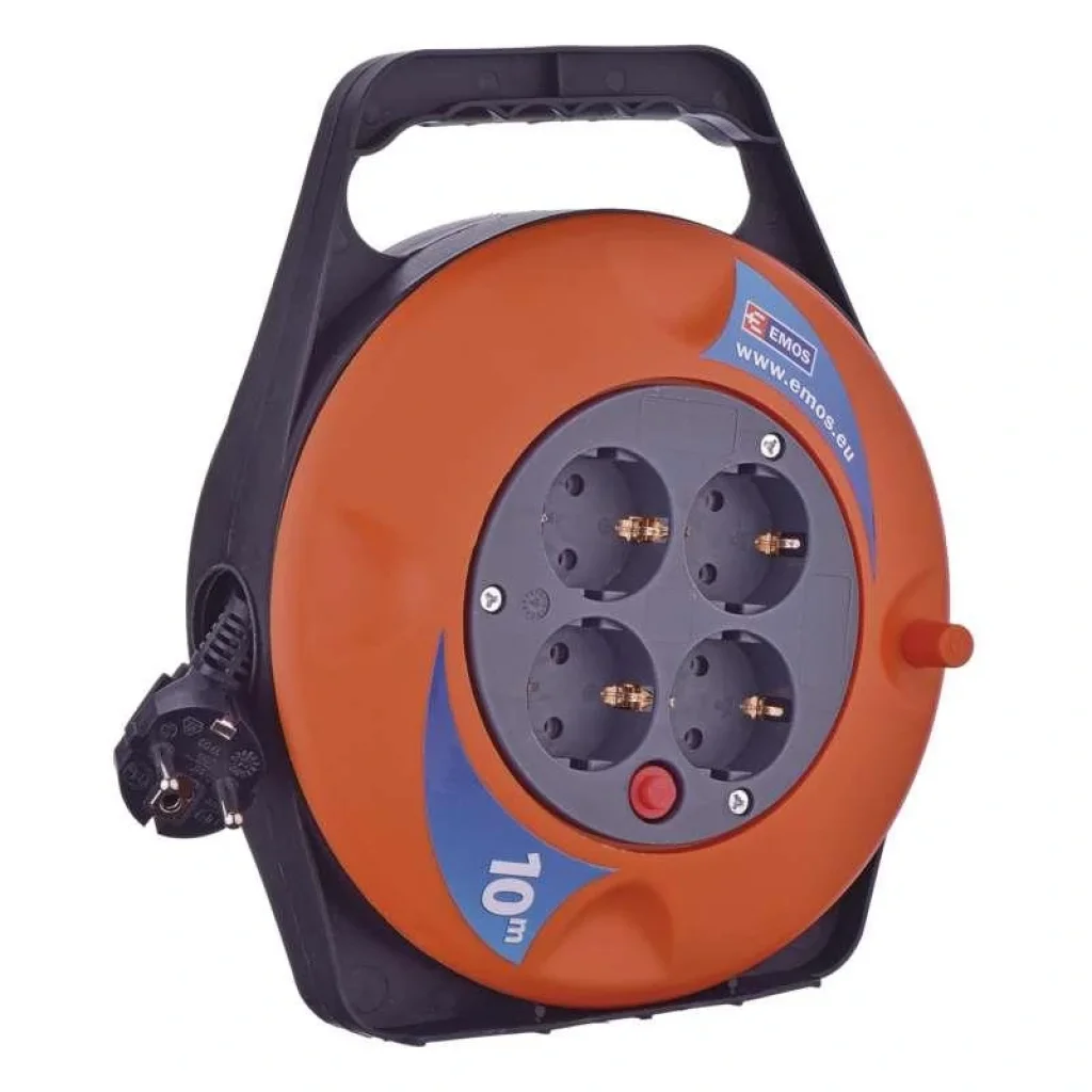 Удлинитель на катушке Emos (P19510) 4 розетки, 10м, Black/Orange UA