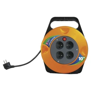 Удлинитель на катушке Emos (P19510) 4 розетки, 10м, Black/Orange UA