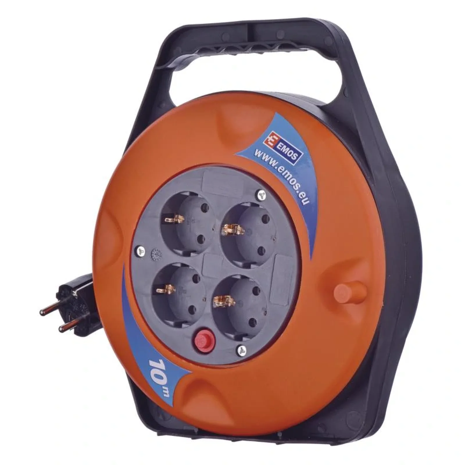 Удлинитель на катушке Emos (P19510) 4 розетки, 10м, Black/Orange UA