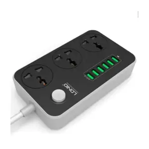 Мережевий фільтр Ldnio (SC3604/19045) 3 розетки, 6 USB, 2 м, Black/Grey UA