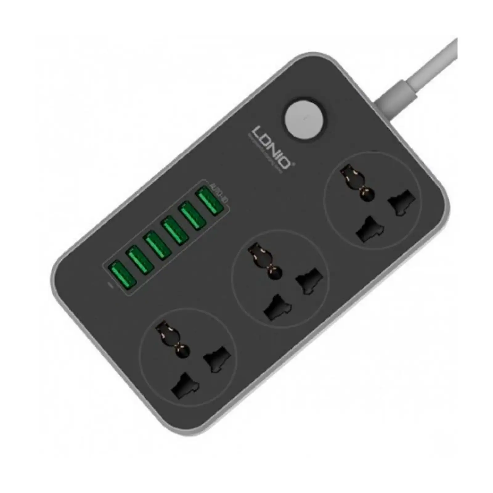 Мережевий фільтр Ldnio (SC3604/19045) 3 розетки, 6 USB, 2 м, Black/Grey UA