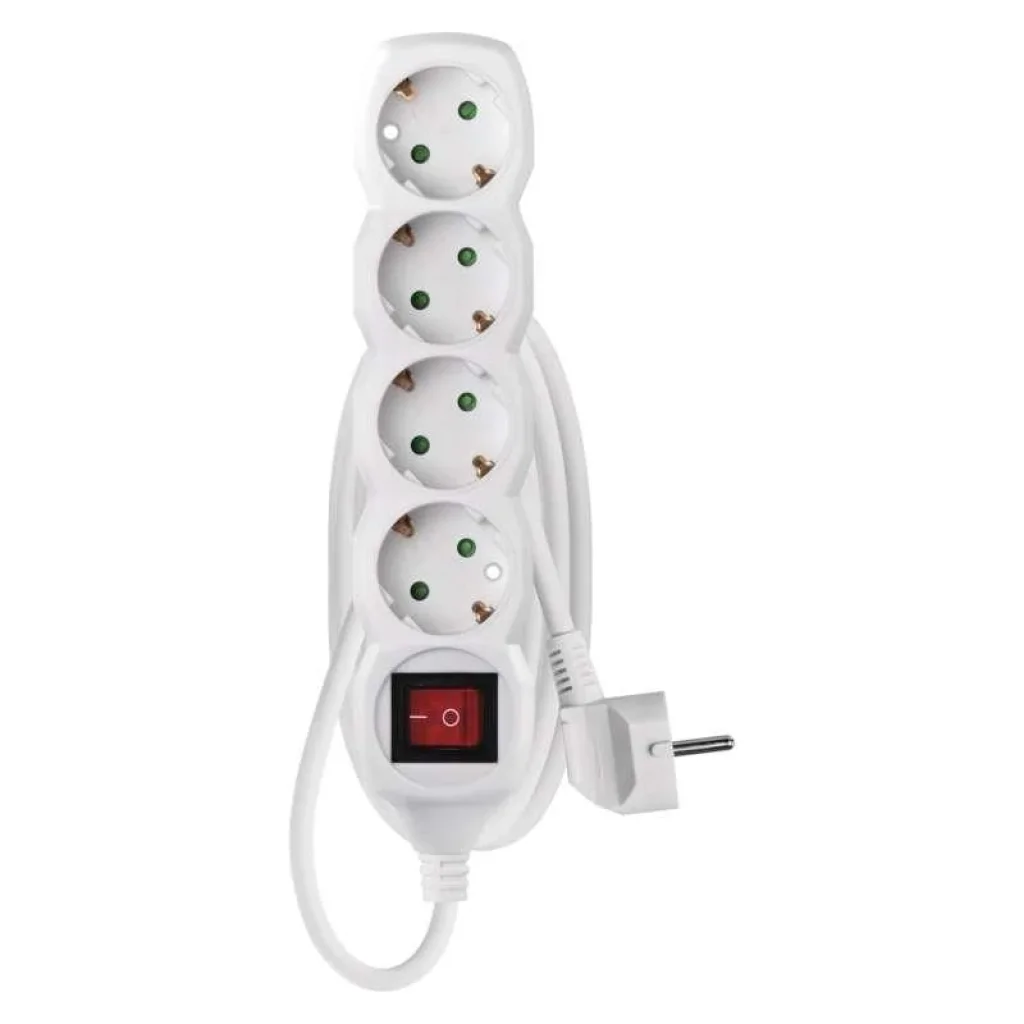 Фильтр питания Emos (P1421R) с выключателем, 4 розетки, 1.5м, White UA