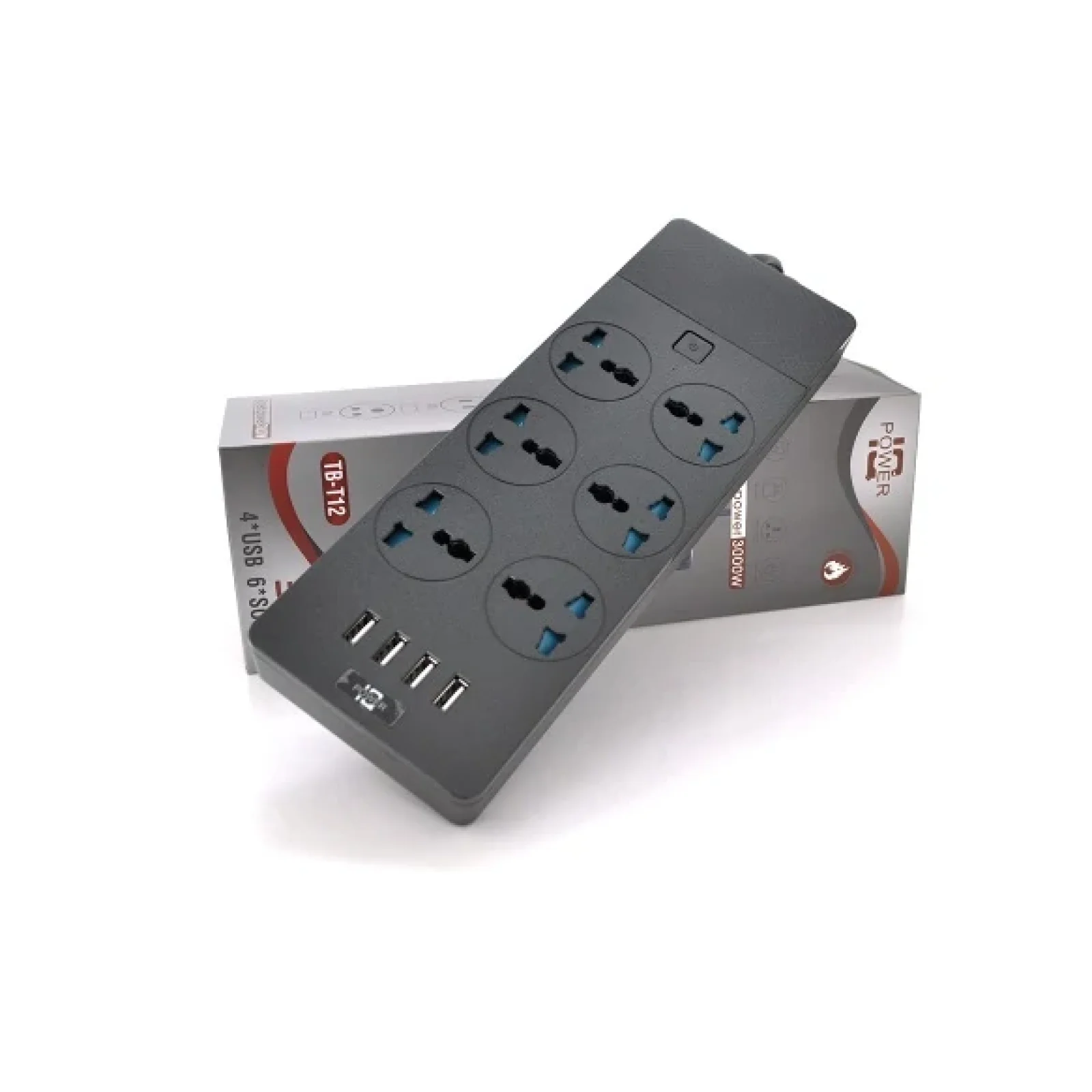 Мережевий фільтр Voltronic ТВ-Т12/19741 6 розетки, 4 USB, 2 м, Black UA