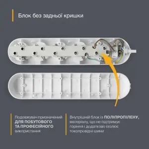 Удлинитель блочный (ABS) Electrum 2 гнезда 2м C-ES-1782 UA