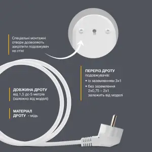 Удлинитель блочный (ABS) Electrum 2 гнезда 2м C-ES-1782 UA