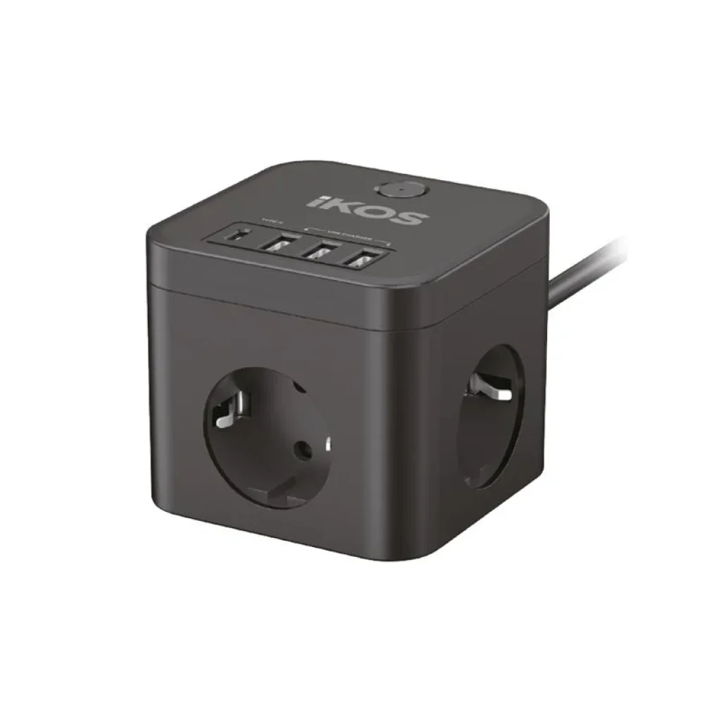 Сетевой фильтр-удлинитель IKOS C34S-CU Black (0007-CEF) UA