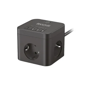 Сетевой фильтр-удлинитель IKOS C34S-CU Black (0007-CEF) UA