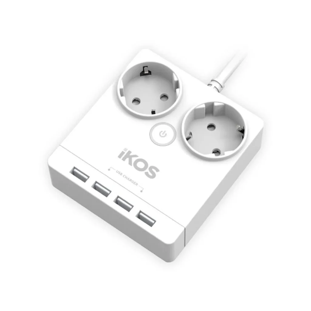 Сетевой фильтр-удлинитель IKOS F24S-U White (0005-CEF) UA